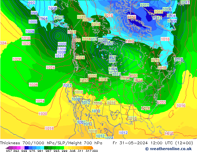 Thck 700-1000 hPa ECMWF pt. 31.05.2024 12 UTC