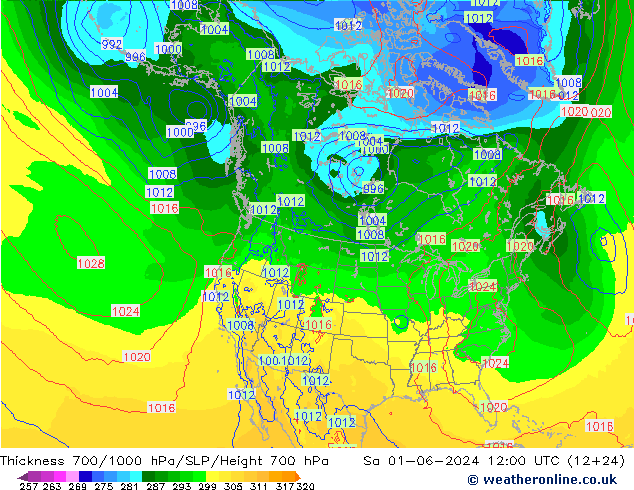 Thck 700-1000 hPa ECMWF 星期六 01.06.2024 12 UTC