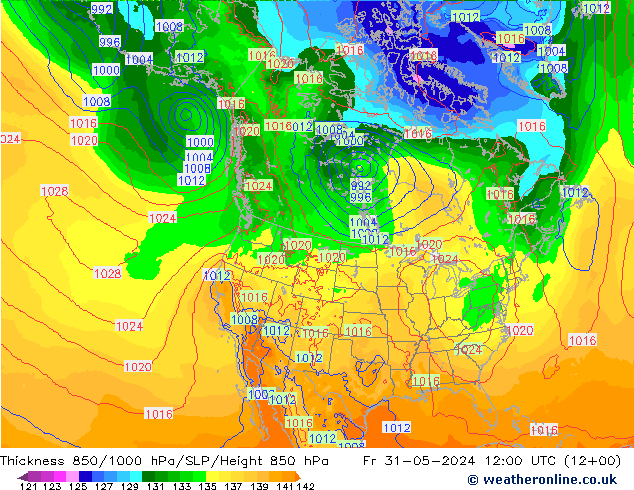 Schichtdicke 850-1000 hPa ECMWF Fr 31.05.2024 12 UTC