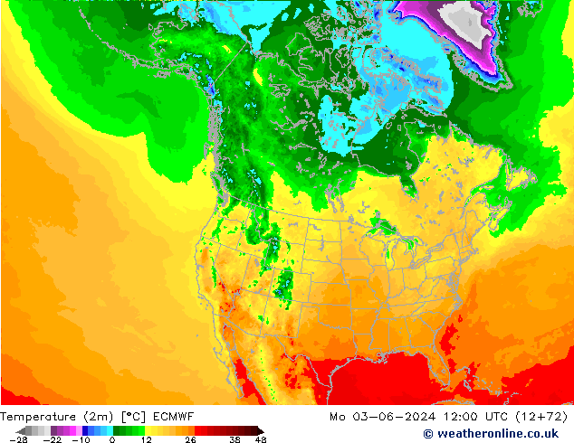 Temperature (2m) ECMWF Mo 03.06.2024 12 UTC