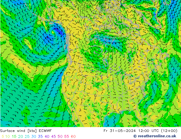 风 10 米 ECMWF 星期五 31.05.2024 12 UTC