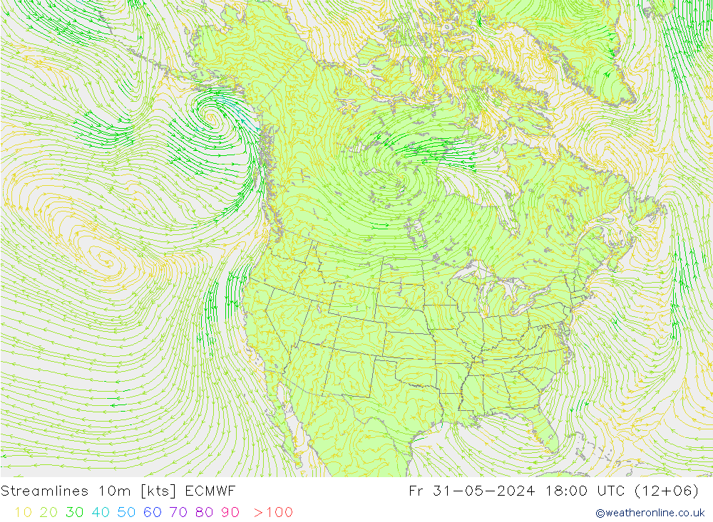 Streamlines 10m ECMWF Fr 31.05.2024 18 UTC