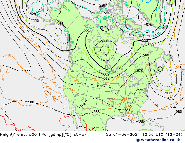 Z500/Rain (+SLP)/Z850 ECMWF Sa 01.06.2024 12 UTC