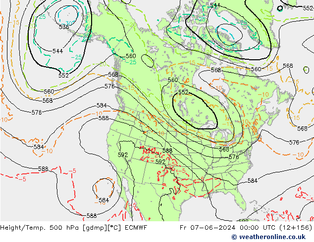 Z500/Rain (+SLP)/Z850 ECMWF Pá 07.06.2024 00 UTC