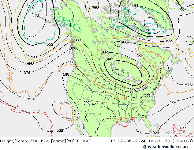 Z500/Rain (+SLP)/Z850 ECMWF ven 07.06.2024 12 UTC