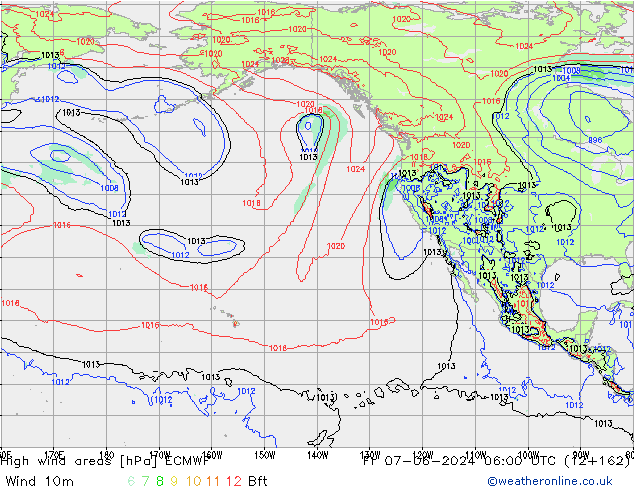 High wind areas ECMWF пт 07.06.2024 06 UTC