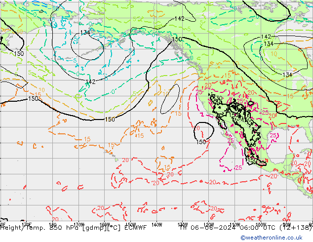 Z500/Rain (+SLP)/Z850 ECMWF Th 06.06.2024 06 UTC