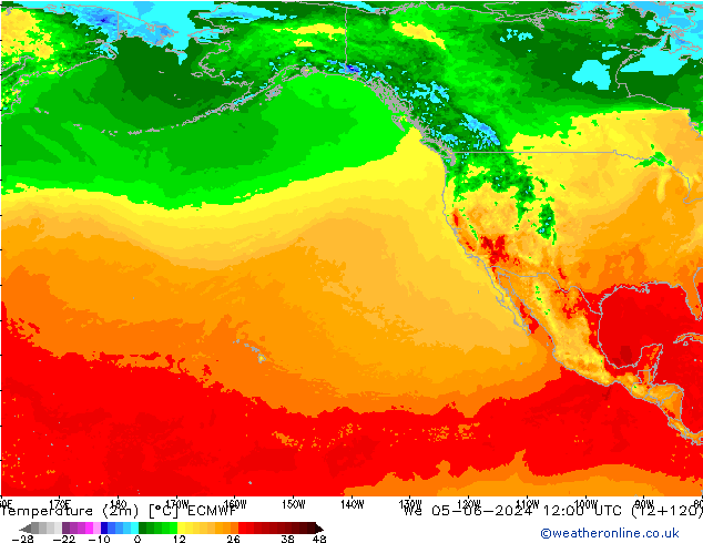 Temperature (2m) ECMWF We 05.06.2024 12 UTC