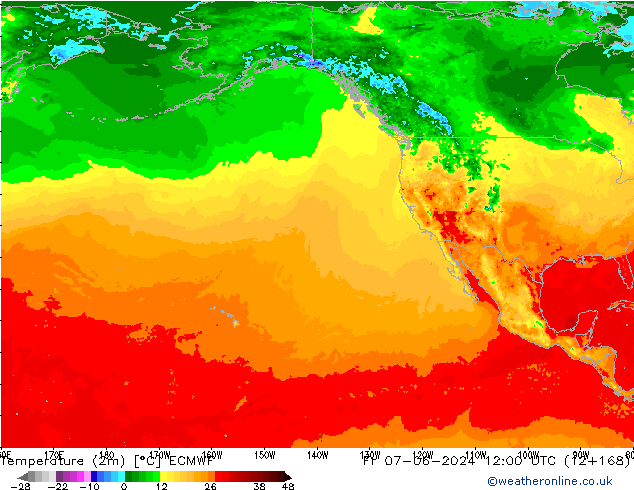 Temperature (2m) ECMWF Fr 07.06.2024 12 UTC