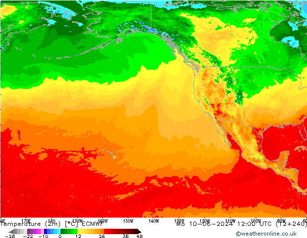 Temperature (2m) ECMWF Mo 10.06.2024 12 UTC