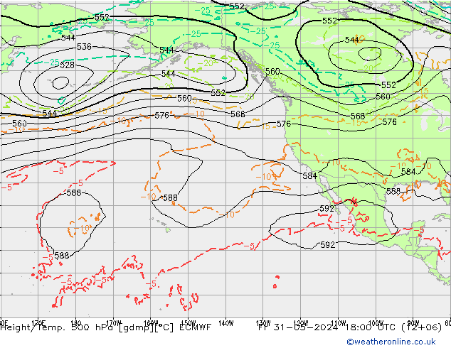 Z500/Rain (+SLP)/Z850 ECMWF пт 31.05.2024 18 UTC