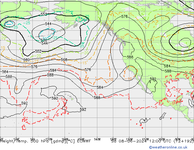 Z500/Rain (+SLP)/Z850 ECMWF sáb 08.06.2024 12 UTC