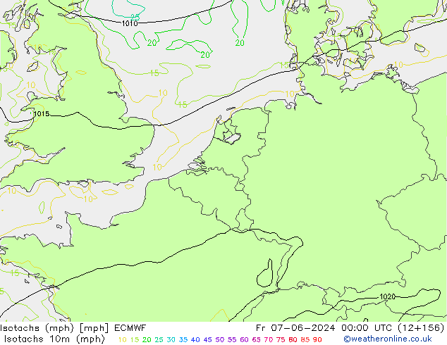 Isotachs (mph) ECMWF  07.06.2024 00 UTC