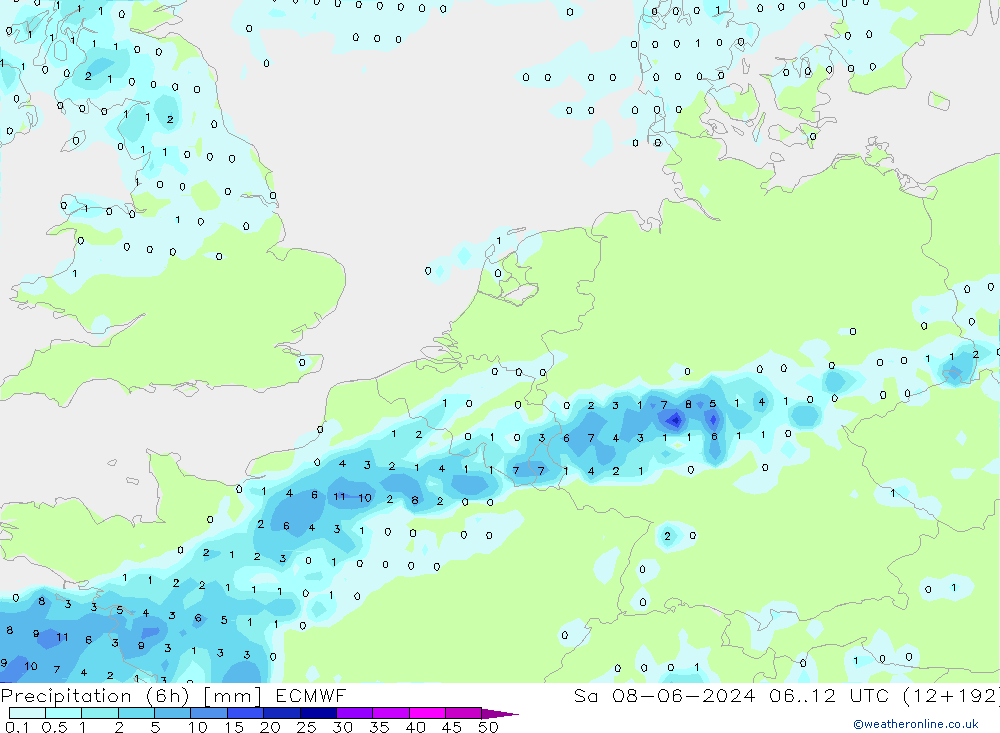 Z500/Rain (+SLP)/Z850 ECMWF So 08.06.2024 12 UTC