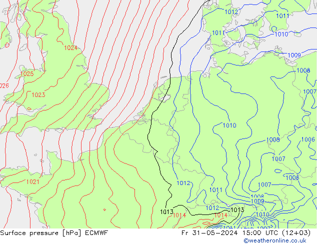 Atmosférický tlak ECMWF Pá 31.05.2024 15 UTC