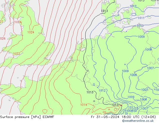 Bodendruck ECMWF Fr 31.05.2024 18 UTC