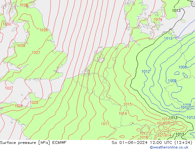 Pressione al suolo ECMWF sab 01.06.2024 12 UTC