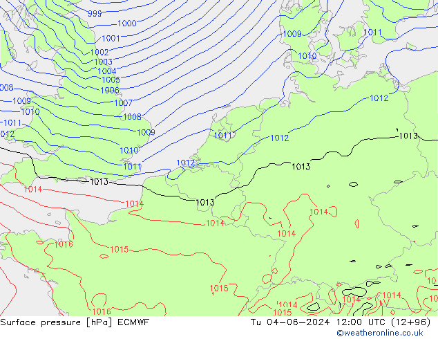 Bodendruck ECMWF Di 04.06.2024 12 UTC