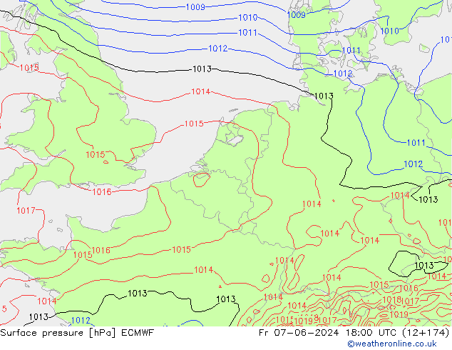 pressão do solo ECMWF Sex 07.06.2024 18 UTC