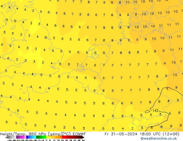 Z500/Rain (+SLP)/Z850 ECMWF Fr 31.05.2024 18 UTC