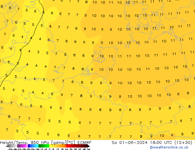 Z500/Rain (+SLP)/Z850 ECMWF Sa 01.06.2024 18 UTC