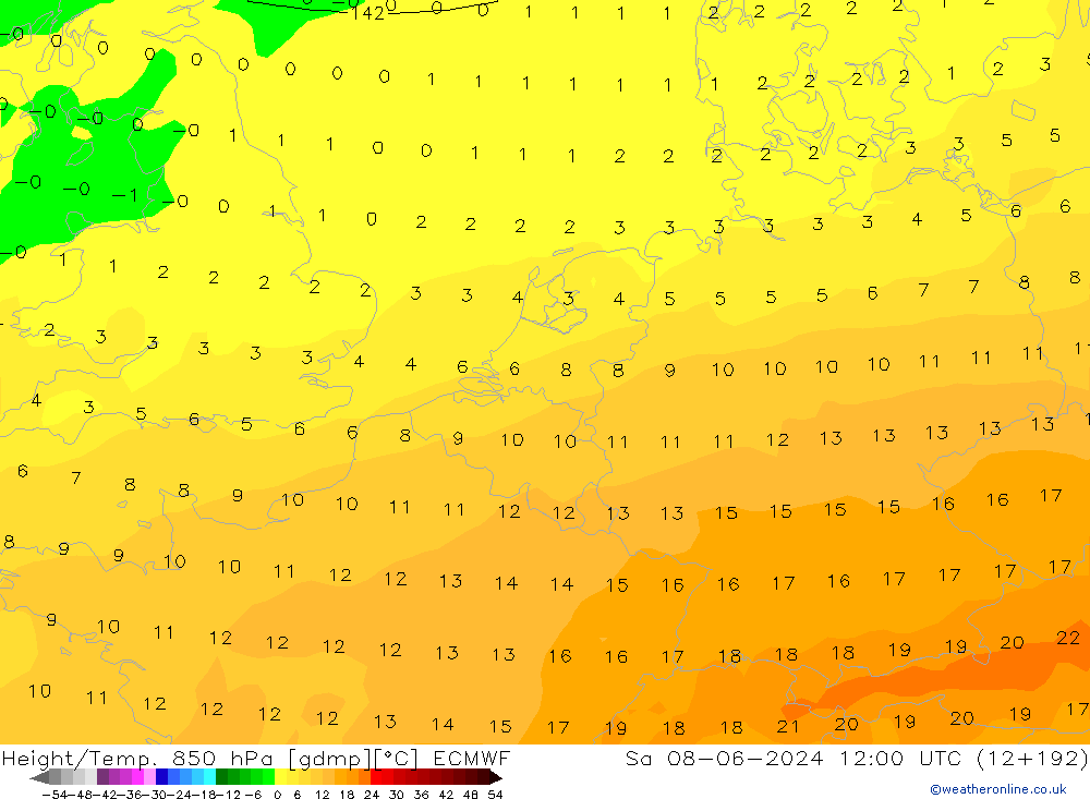 Z500/Rain (+SLP)/Z850 ECMWF So 08.06.2024 12 UTC