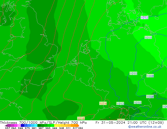 700-1000 hPa Kalınlığı ECMWF Cu 31.05.2024 21 UTC