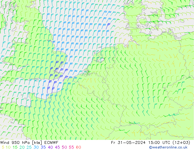 Wind 950 hPa ECMWF Fr 31.05.2024 15 UTC