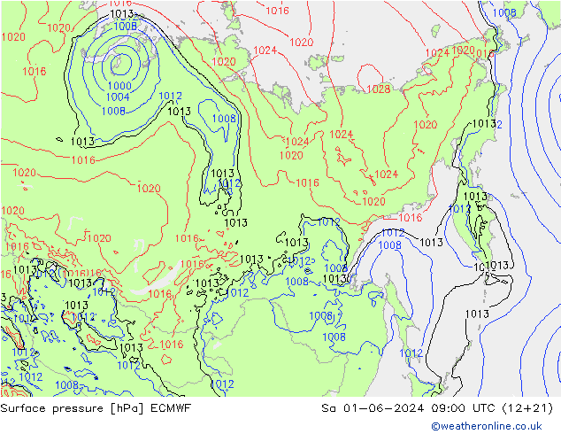 ciśnienie ECMWF so. 01.06.2024 09 UTC