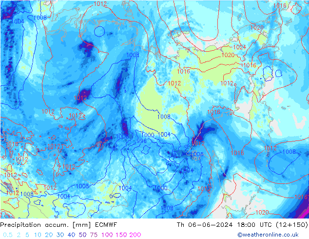 Precipitation accum. ECMWF gio 06.06.2024 18 UTC