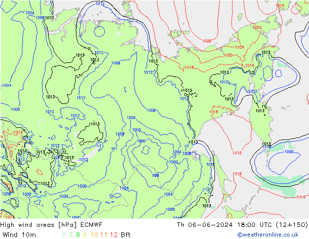High wind areas ECMWF чт 06.06.2024 18 UTC