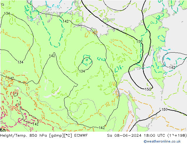 Height/Temp. 850 hPa ECMWF Sa 08.06.2024 18 UTC