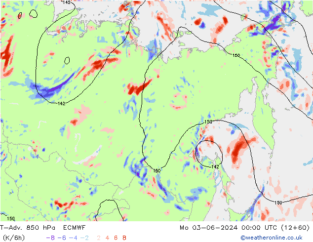 T-Adv. 850 hPa ECMWF Mo 03.06.2024 00 UTC