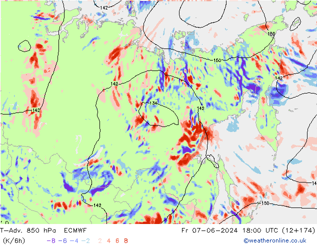 T-Adv. 850 hPa ECMWF Cu 07.06.2024 18 UTC