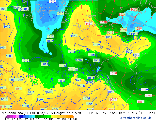 Thck 850-1000 hPa ECMWF pt. 07.06.2024 00 UTC