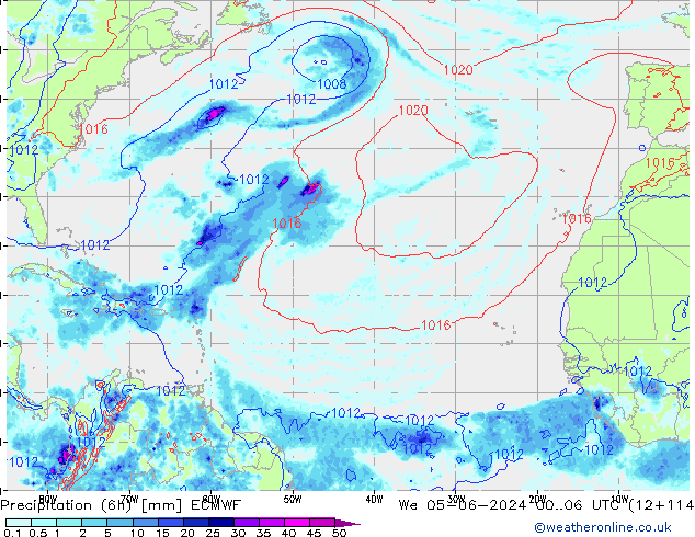 Z500/Yağmur (+YB)/Z850 ECMWF Çar 05.06.2024 06 UTC