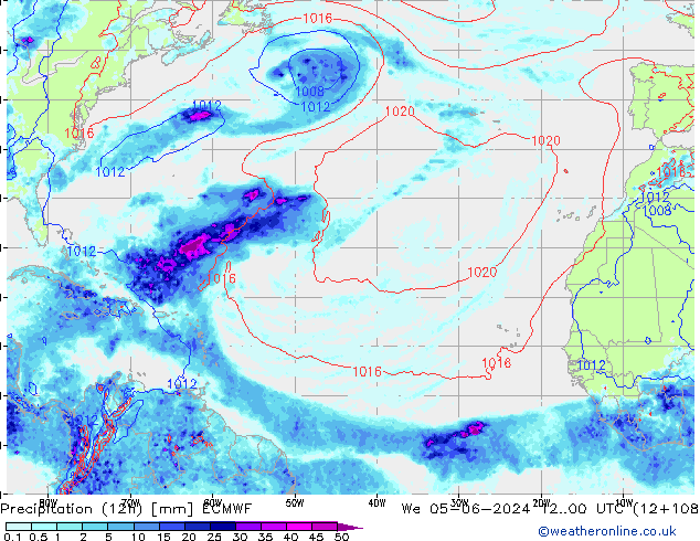 Precipitation (12h) ECMWF We 05.06.2024 00 UTC
