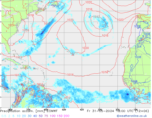Precipitation accum. ECMWF ven 31.05.2024 18 UTC