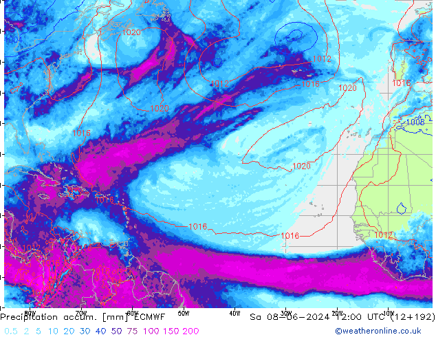 Totale neerslag ECMWF za 08.06.2024 12 UTC