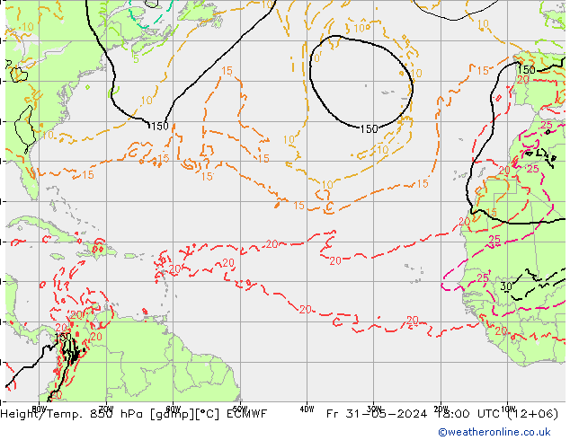 Height/Temp. 850 hPa ECMWF pt. 31.05.2024 18 UTC