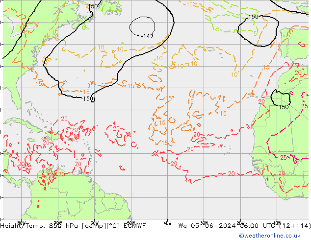 Z500/Yağmur (+YB)/Z850 ECMWF Çar 05.06.2024 06 UTC