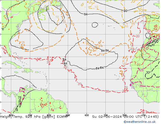 Height/Temp. 925 hPa ECMWF So 02.06.2024 09 UTC