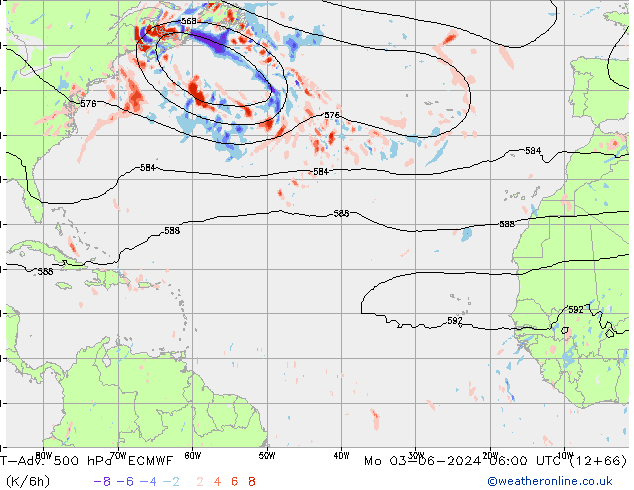 T-Adv. 500 hPa ECMWF Mo 03.06.2024 06 UTC