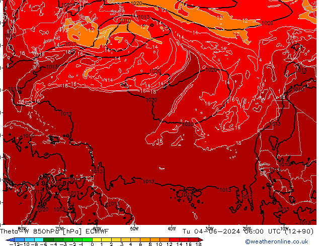 Theta-W 850hPa ECMWF Di 04.06.2024 06 UTC