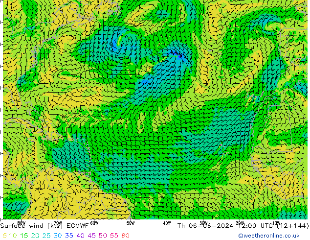 Vento 10 m ECMWF Qui 06.06.2024 12 UTC