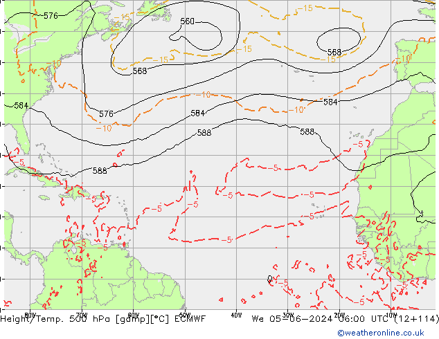 Z500/Yağmur (+YB)/Z850 ECMWF Çar 05.06.2024 06 UTC
