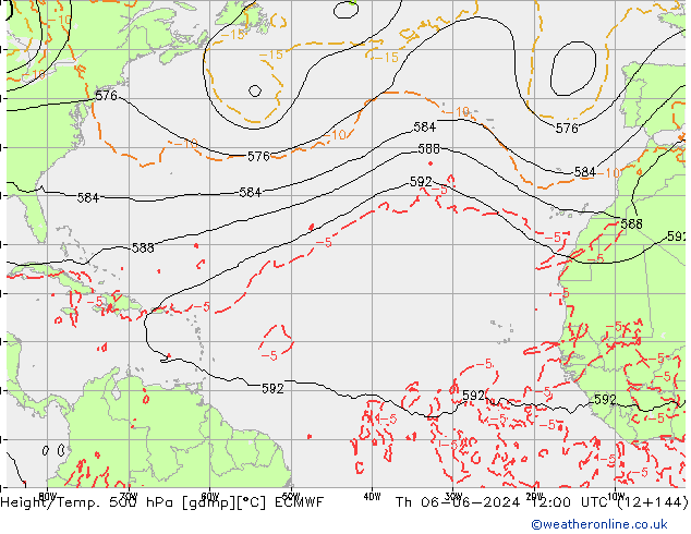 Z500/Rain (+SLP)/Z850 ECMWF czw. 06.06.2024 12 UTC