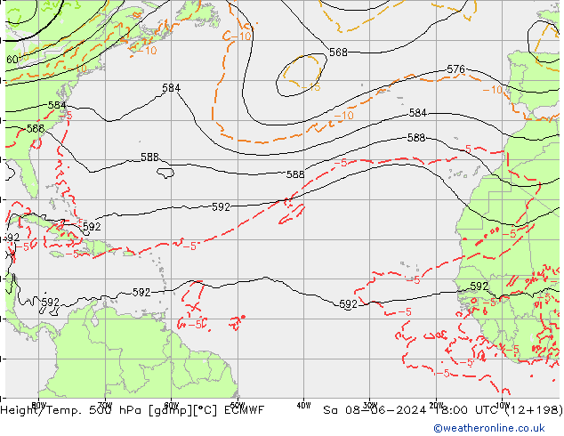 Height/Temp. 500 hPa ECMWF  08.06.2024 18 UTC