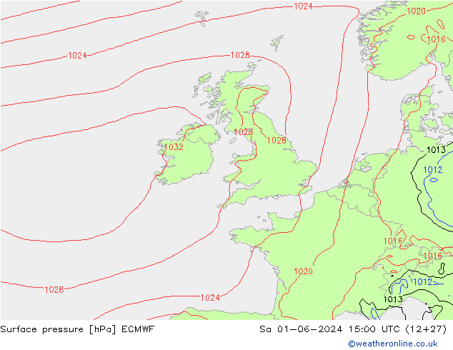 pressão do solo ECMWF Sáb 01.06.2024 15 UTC