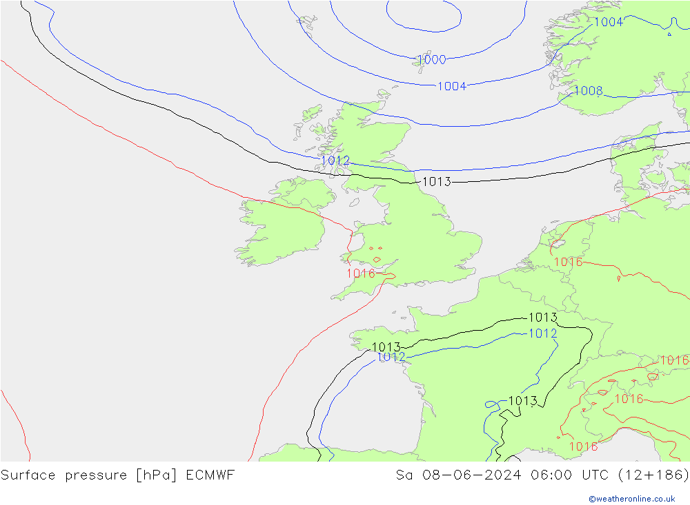 приземное давление ECMWF сб 08.06.2024 06 UTC